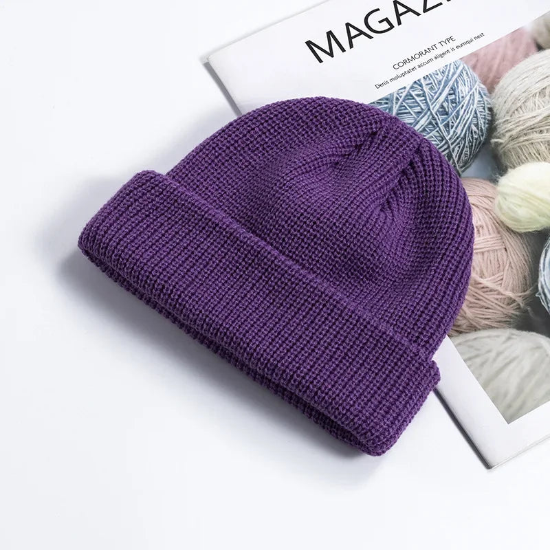 Knitted Hat for Men & Women Caps Wool Fashion Simple Warm Skullies Beanies Solid Autumn Winter Beanie Cap Trendy Style by Reinvent Yourself