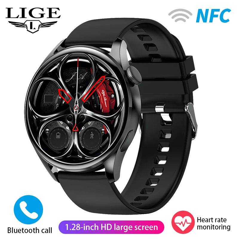 LIGE NFC Access Control Smart Watch Men Bluetooth Call Sport Fitness Men's Wristwatch Heart Rate Monitor Waterproof Smartwatch by Reinvent Yourself