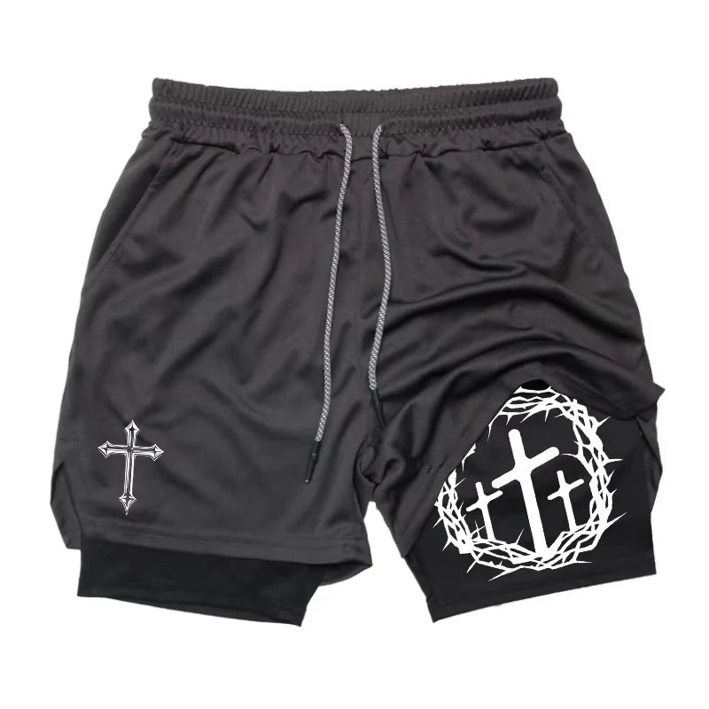 2-in-1 sports running shorts men's sports fast drying shorts sports gym performance shorts by Reinvent Yourself