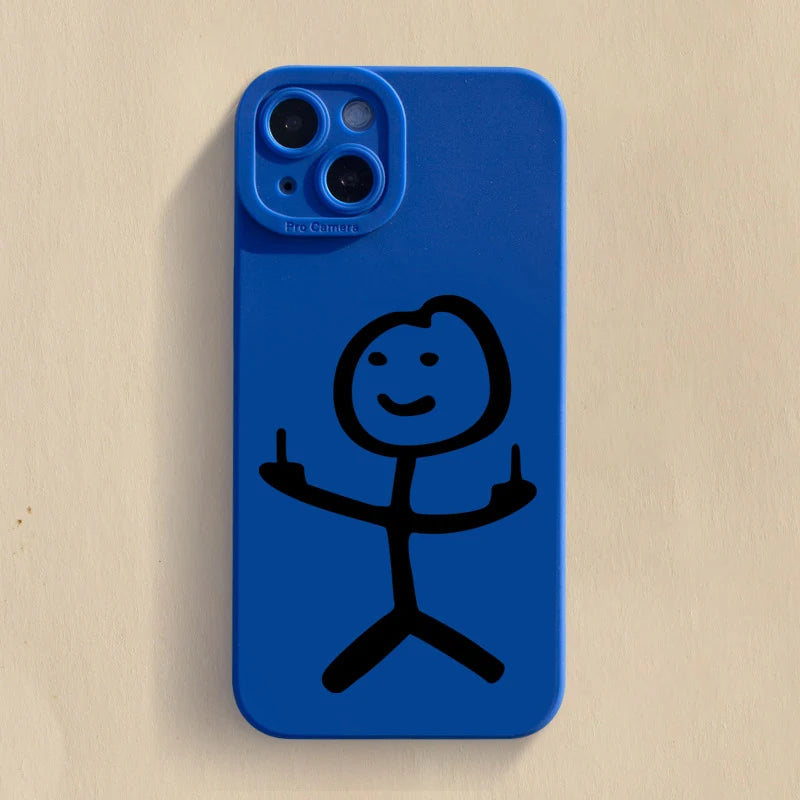 Cartoon Matchman Phone Case For iPhone 11 12 13 14 15 Pro Max XR XS X 7 8 Plus SE 2020 Shockproof Matte Soft TPU Silicone Cover by Reinvent Yourself