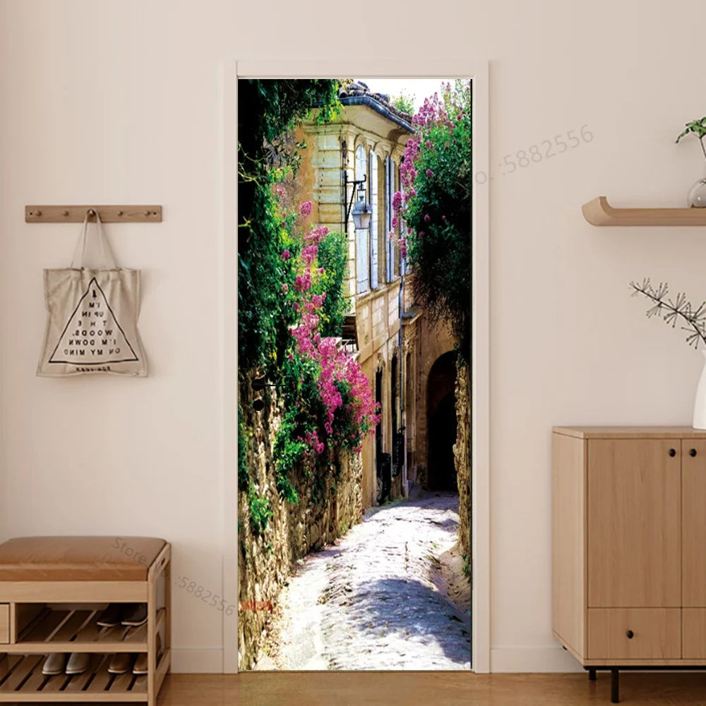 Scenery Door Stickers Wallpaper For Self-adhesive 3d Entrance Bathroom Sticker Room Decor Wall Photo Posters Vinyl On The Closet by Reinvent Yourself