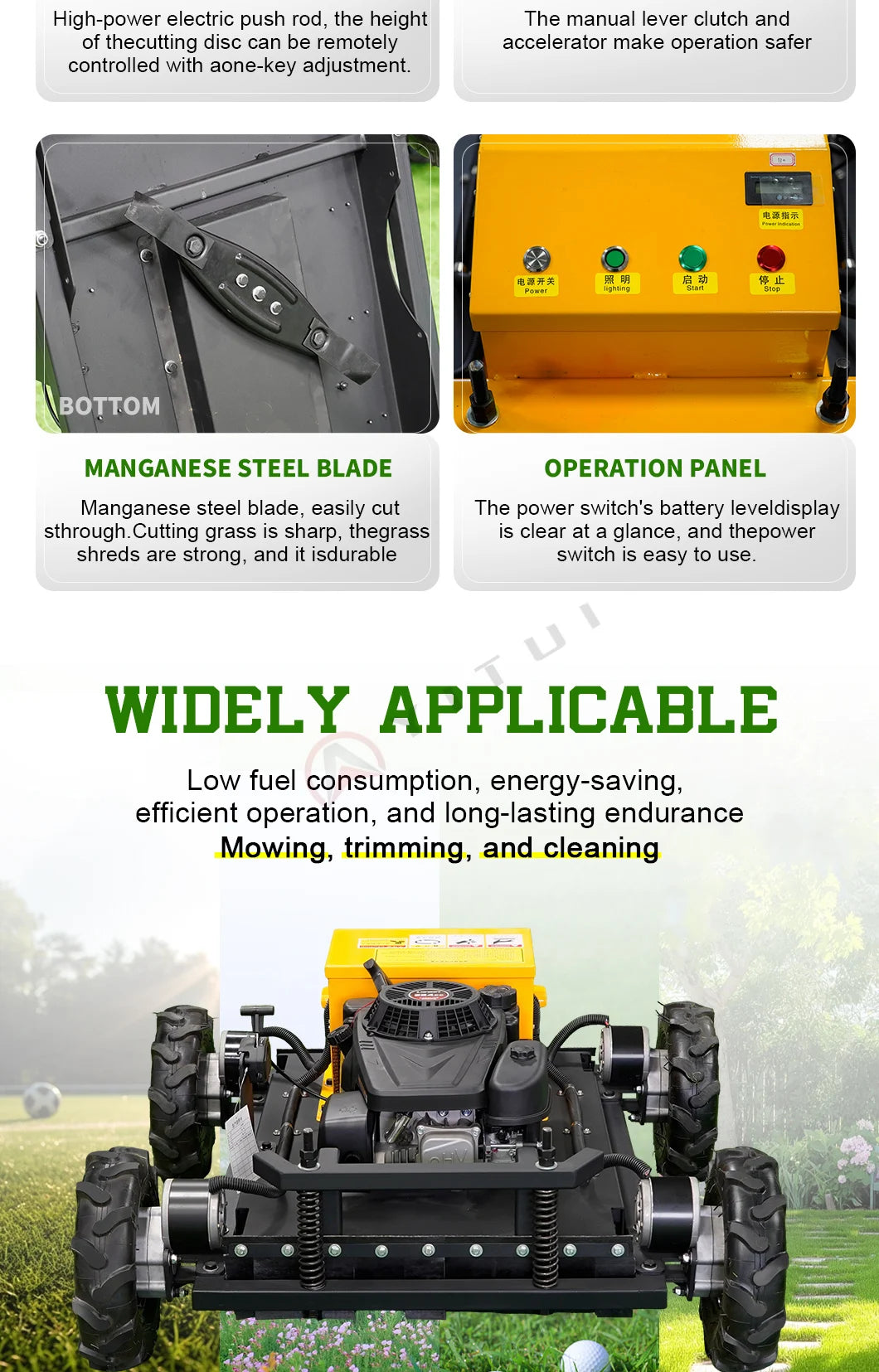Mini Farm Garden Lawn Mower Smooth And Flexible Rotation Customized High Performance All Terrain Remote Control Robot by Reinvent Yourself