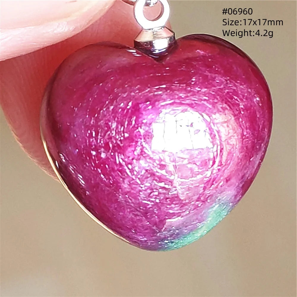 Natural Red Ruby Pendant Jewelry Love Heart Watermelon Ruby Zoisite Necklace Women Men 925 Sterling Silver AAAAA by Reinvent Yourself