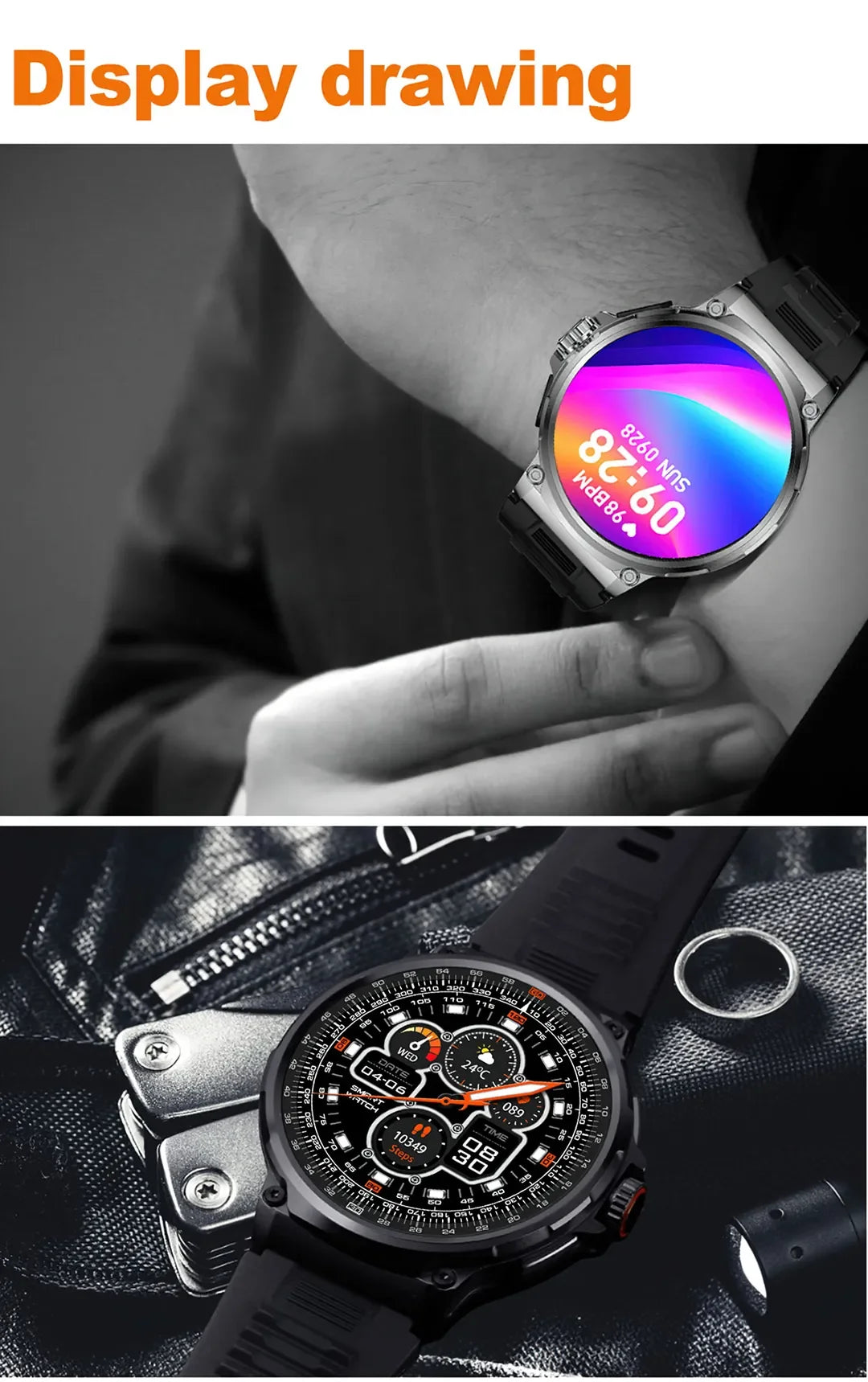 New Military Smart Watch Men 710 mA Waterproof Outdoor Sport Fitness Watches Health Monitor BT Call Smart Watch Men by Reinvent Yourself