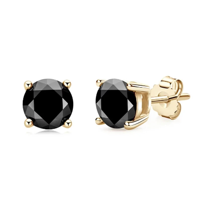 Real 0.5-2 Carat Black Moissanite Stud Earrings For Men Women Solid 925 Sterling Silver Solitaire Diamond Round Earrings Jewelry by Reinvent Yourself