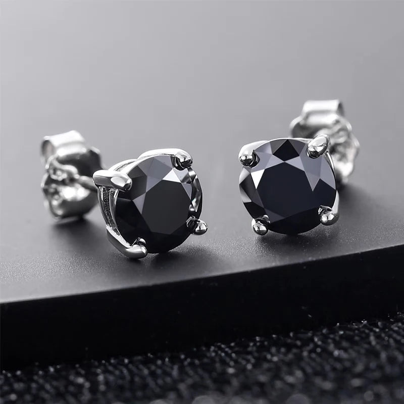 Real 0.5-2 Carat Black Moissanite Stud Earrings For Men Women Solid 925 Sterling Silver Solitaire Diamond Round Earrings Jewelry by Reinvent Yourself
