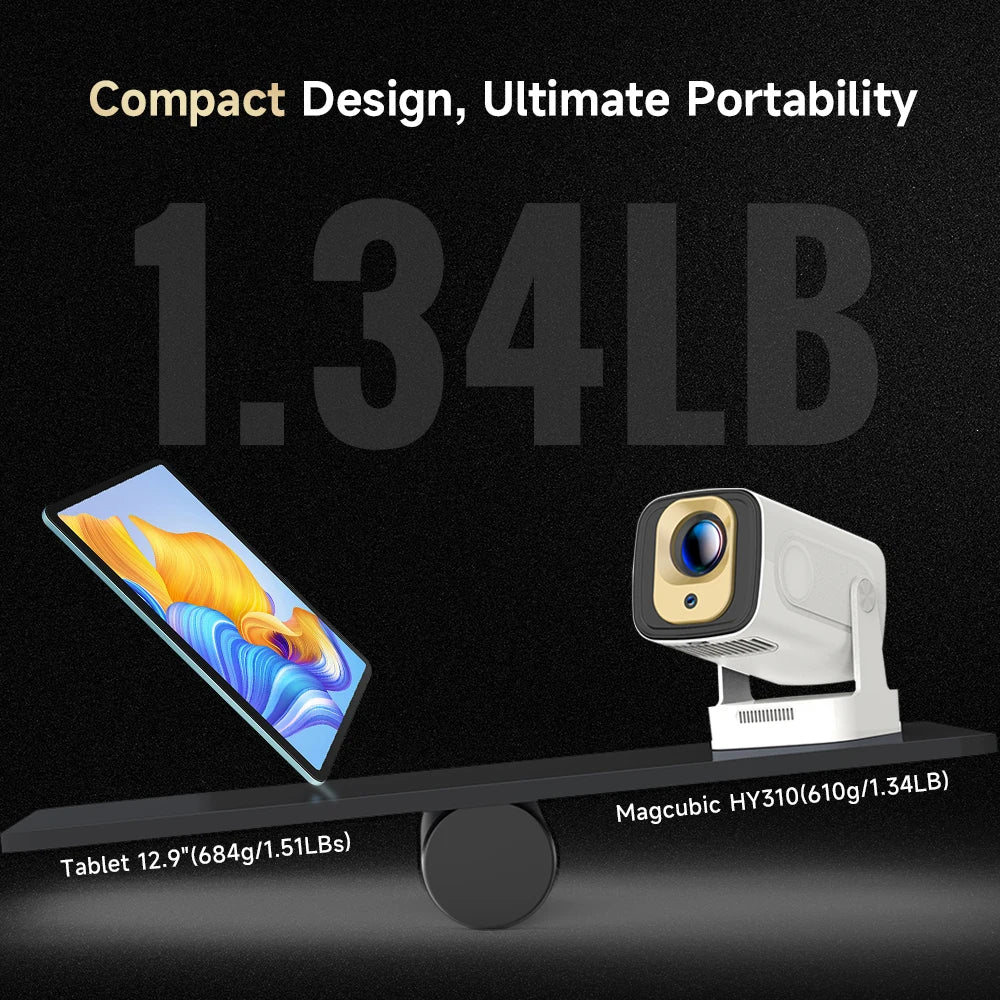 Magcubic HY310 Auto Focus Projector 1080P Native 4K 330ANSI Android 11 WiFi6 BT5.4 Mini Outdoor Movie Projector with Air Mouse by Reinvent Yourself