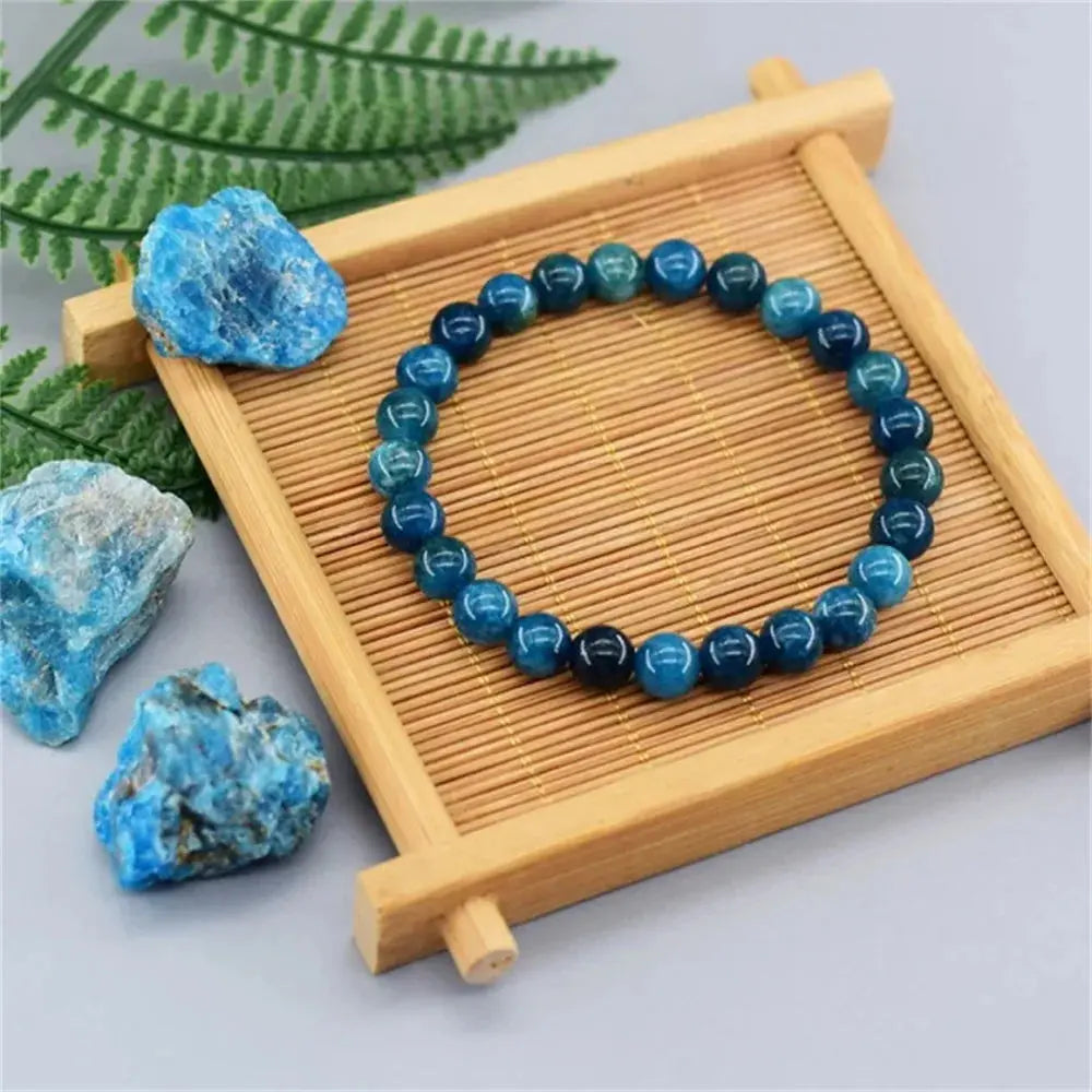 Original stone bracelet for women men trendy Blue Apatite beaded gemstone bracelets boss day scene employee appreciation gifts by Reinvent Yourself