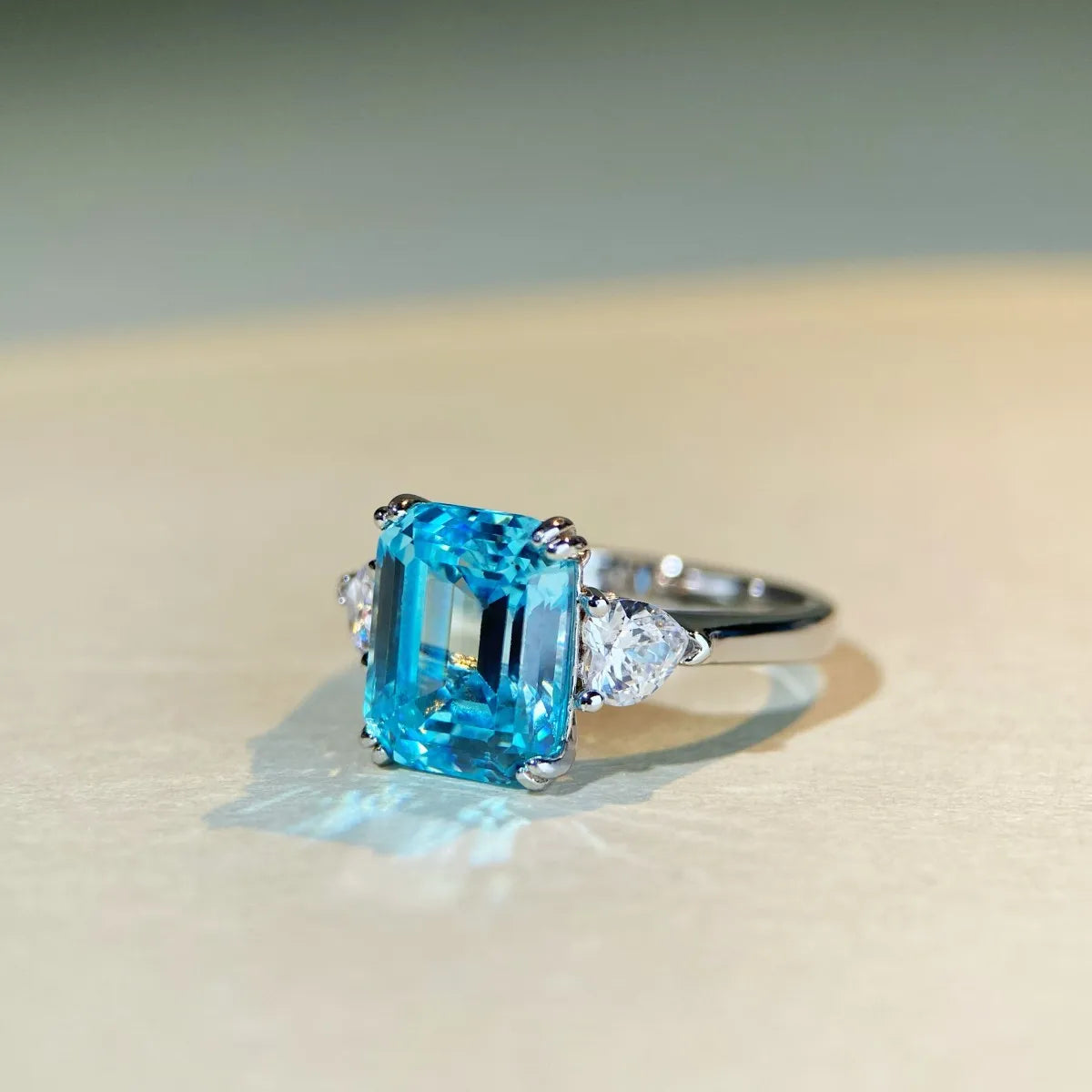 S925 Sterling Silver 4-Carat Sugar Cube Pagoda Ring Women's Premium Ladies Luxury Exquisite Gift Jewelry by Reinvent Yourself