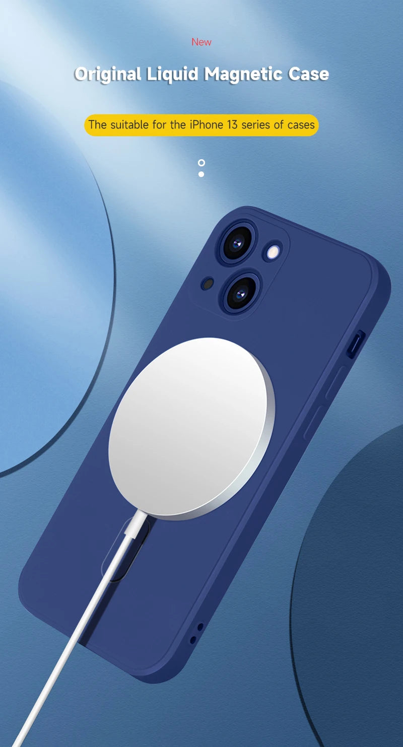 For Magsafe Magnetic Wireless Charge Case For iPhone 14 13 12 11 15 Pro Max Mini XR X S 7 8 Plus Soft Liquid Silicone Back Cover by Reinvent Yourself