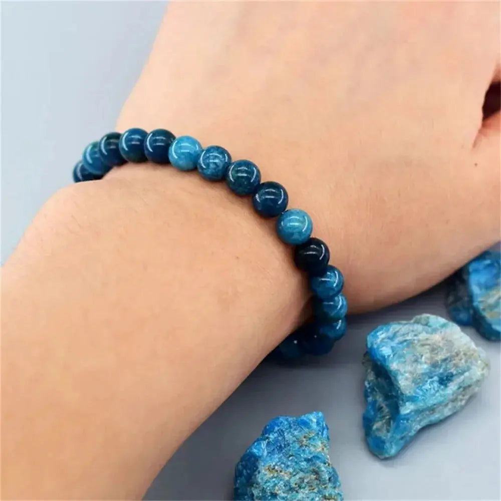 Original stone bracelet for women men trendy Blue Apatite beaded gemstone bracelets boss day scene employee appreciation gifts by Reinvent Yourself