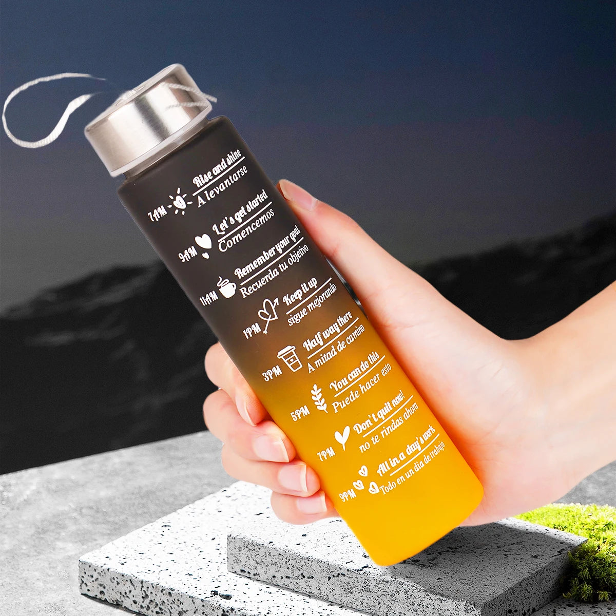 300ml Water Bottle BPA Free leak proof High Quality Drink Bottles With Time Marker Fitness Sports Reusable Outdoors by Reinvent Yourself