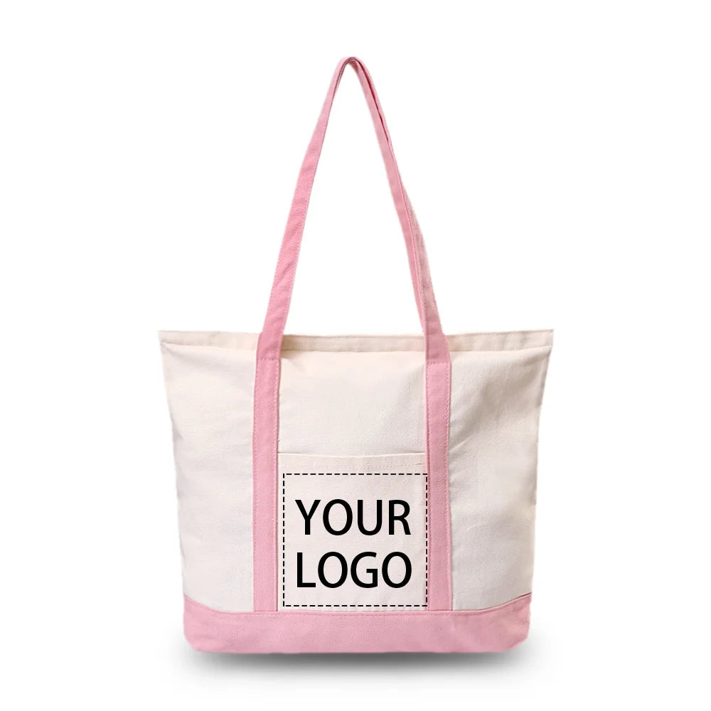 Customizable Tote Bag for Women - Reusable Cotton Canvas Grocery Bag with Logo Printing, Eco-Friendly Shoulder Handbag by Reinvent Yourself