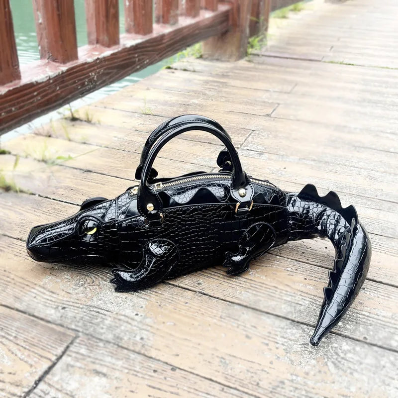 2025 Luxury Designer Unique and Creative 3D Crocodile-shaped Women's Handbags Lady Funny Handmade Tote Bag Trendy Crossbody Bag by Reinvent Yourself