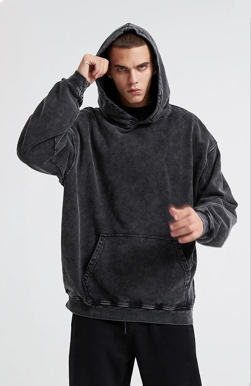 Anime Graphic Hoodie for Men Women Vintage Acid Wash Pullover Hooded Sweatshirt Harajuku Streetwear Casual Long Sleeve Tops by Reinvent Yourself