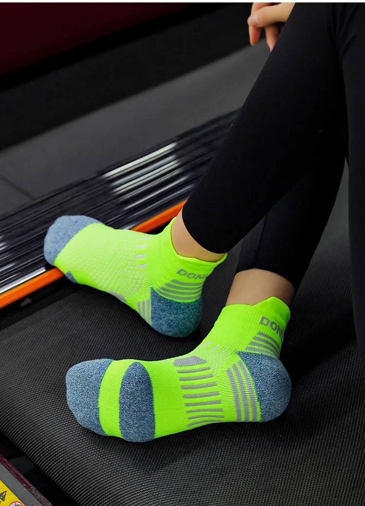 3 Pairs Marathon Socks Men Women Professional Sport Ankle Running Socks Thickened Cushioned Tube Low Cut Fitness Short Sock Mesh by Reinvent Yourself