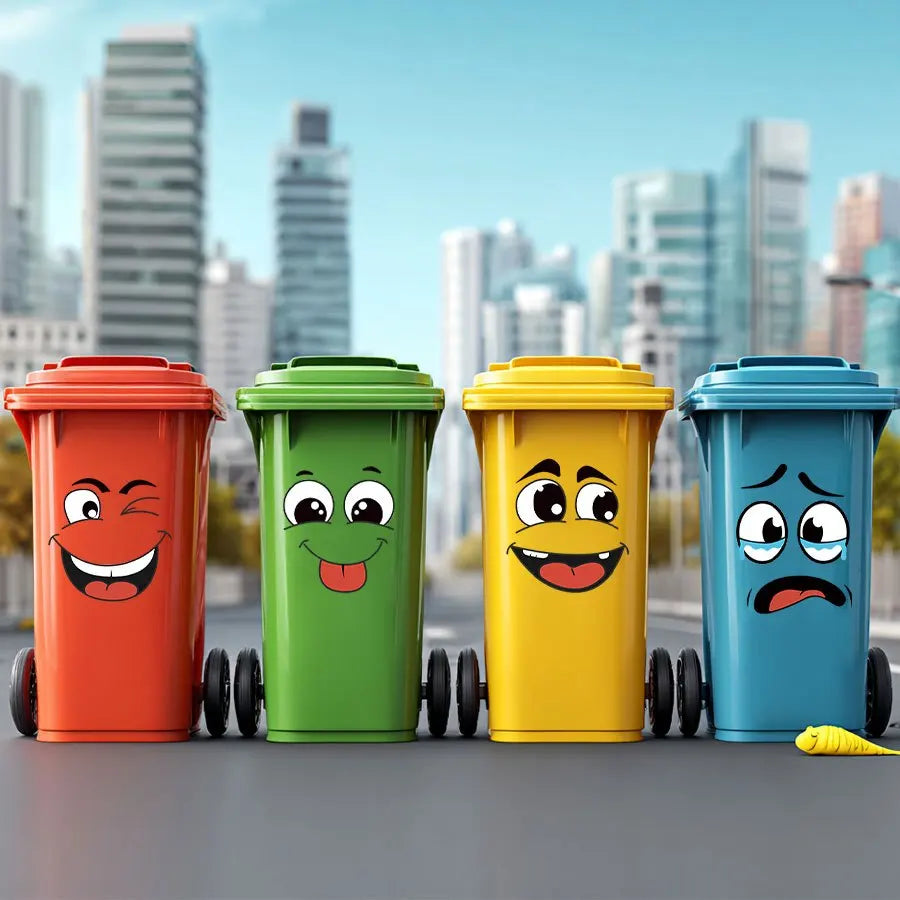 4 sheets/Set Cartoon Face Stickers,Self-Adhesive, Plastic Surface Compatible,Home Decoration Suitable for Trash Can, oilet Decor by Reinvent Yourself