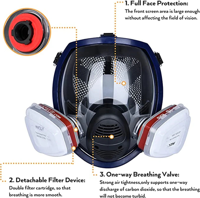 Chemical Gas Mask 6800 Dust Respirator Anti-Fog Full Face Mask Filter For Industrial Acid Gas, Welding Spray Paint Insecticide by Reinvent Yourself