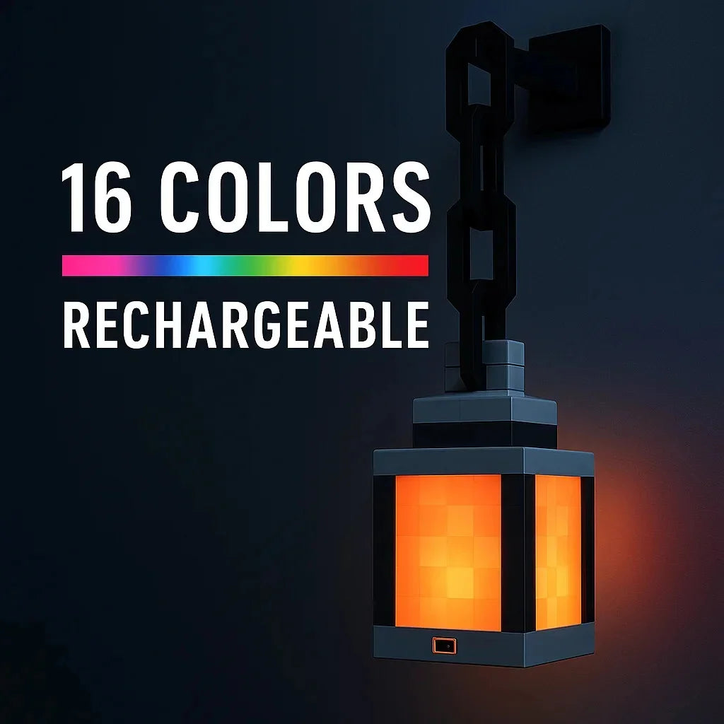 Pixel Style Wall Night Light USB Creative My Worlds Hanging Lantern For Bedroom & Gaming Decor Atmosphere Lamp For Boys Room by Reinvent Yourself