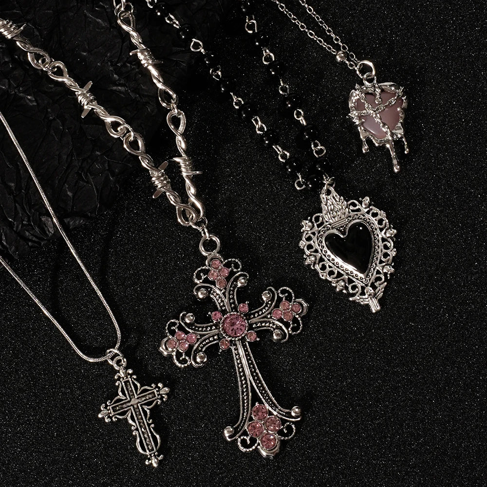 Y2K Sweet Cool Girl Personalized Creative Cross Love Pendant Necklace, Suitable for Daily Wearing by Reinvent Yourself