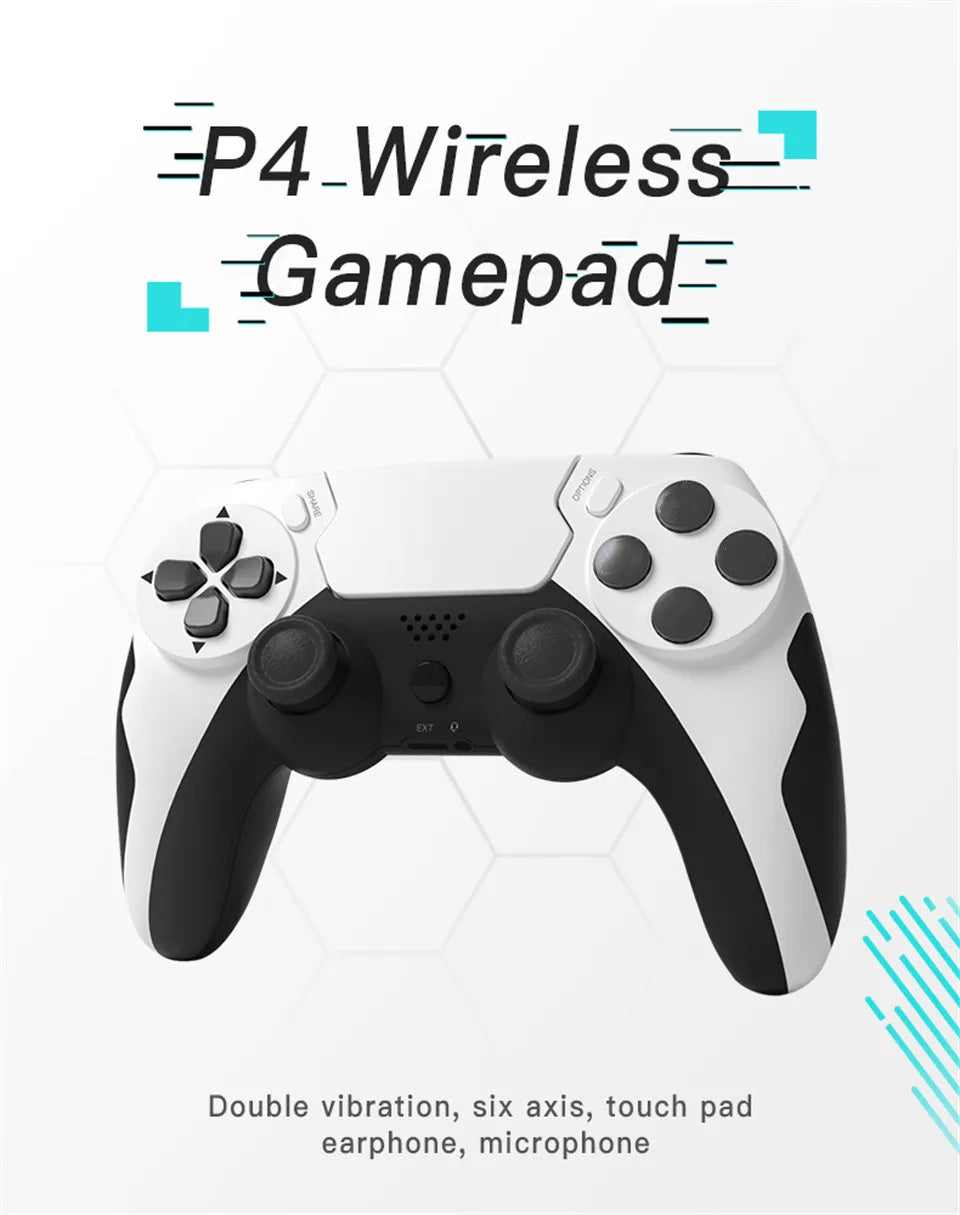 GAMINJA Wireless Controller Bluetooth Gamepad Double Vibration 6Axis Joypad Touchpad Microphone Earphone Port For PS4 PS3 PC by Reinvent Yourself