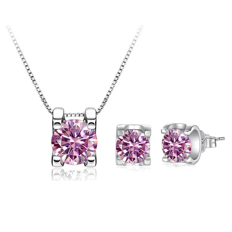 JoyceJelly 3ct D Clolor Real Moissanite Jewelry Sets Women's Sterling Silver 925 Earrings Necklace For Women Bridal Set Gifts by Reinvent Yourself