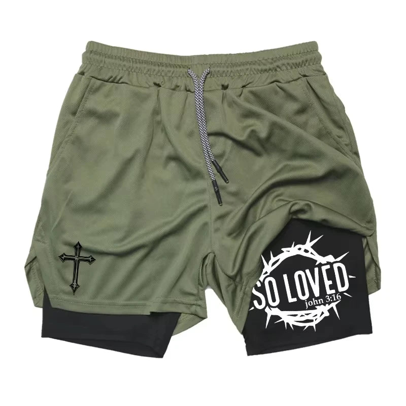2-in-1 sports running shorts men's sports fast drying shorts sports gym performance shorts by Reinvent Yourself