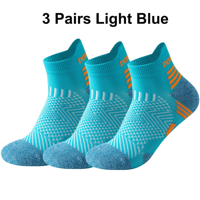3 Pairs Marathon Socks Men Women Professional Sport Ankle Running Socks Thickened Cushioned Tube Low Cut Fitness Short Sock Mesh by Reinvent Yourself