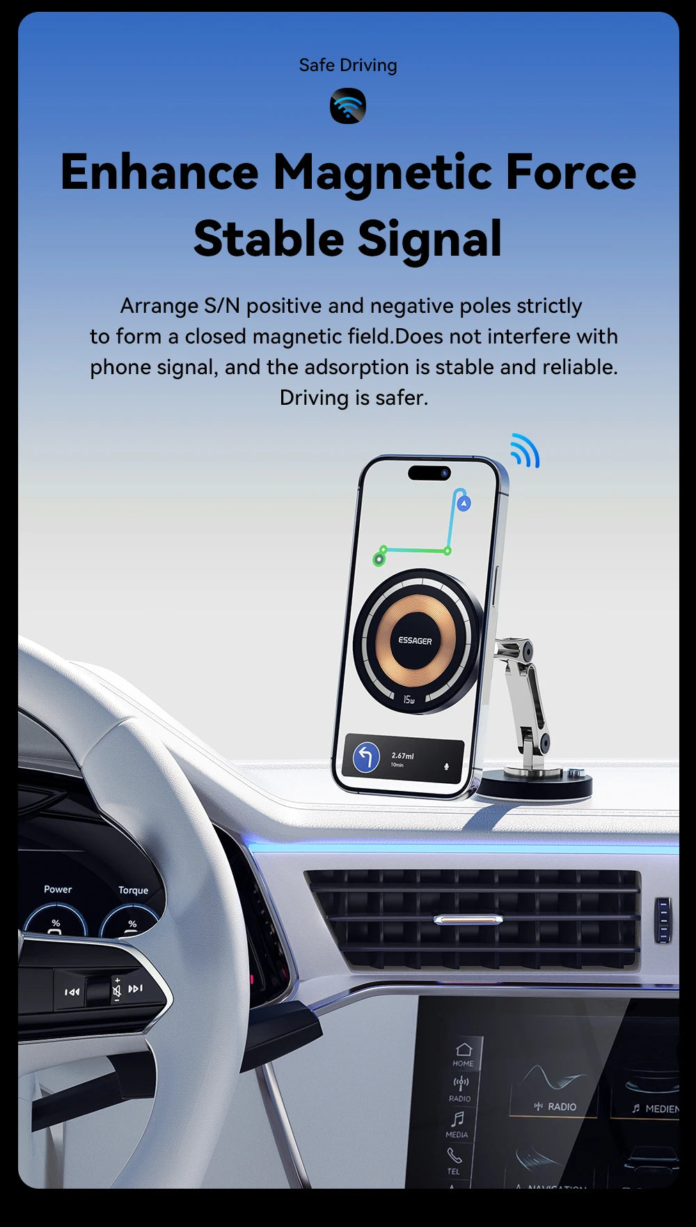 Essager Magnetic Wireless Charger Car Phone Holder 15W Fast Charging Easy Paste Mount Stand For Magsafe iPhone 15 14 13 Pro Max by Reinvent Yourself