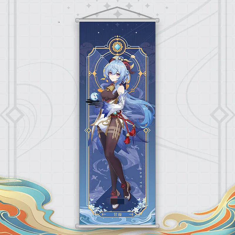 Xiao Yelan Kazuha Hutao Genshin Impact Scroll Canvas Wall Hanging Painting Home Decor Anime Poster Wall Art Room Decoration by Reinvent Yourself