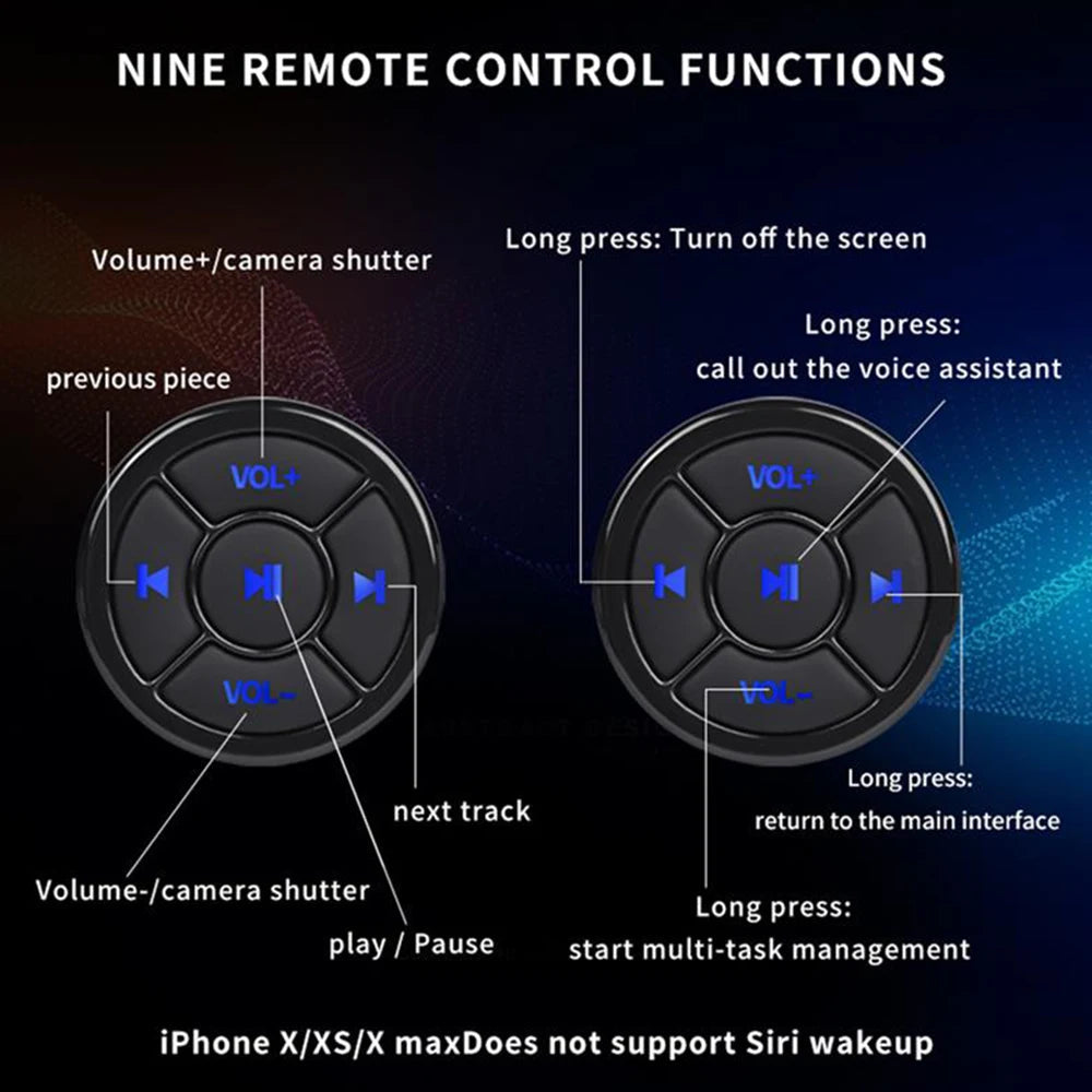 Wireless Bluetooth 5.0 Remote Controller Media Button Car Motorcycle Bike Steering Wheel Music Play for IOS Android Phone Tablet by Reinvent Yourself