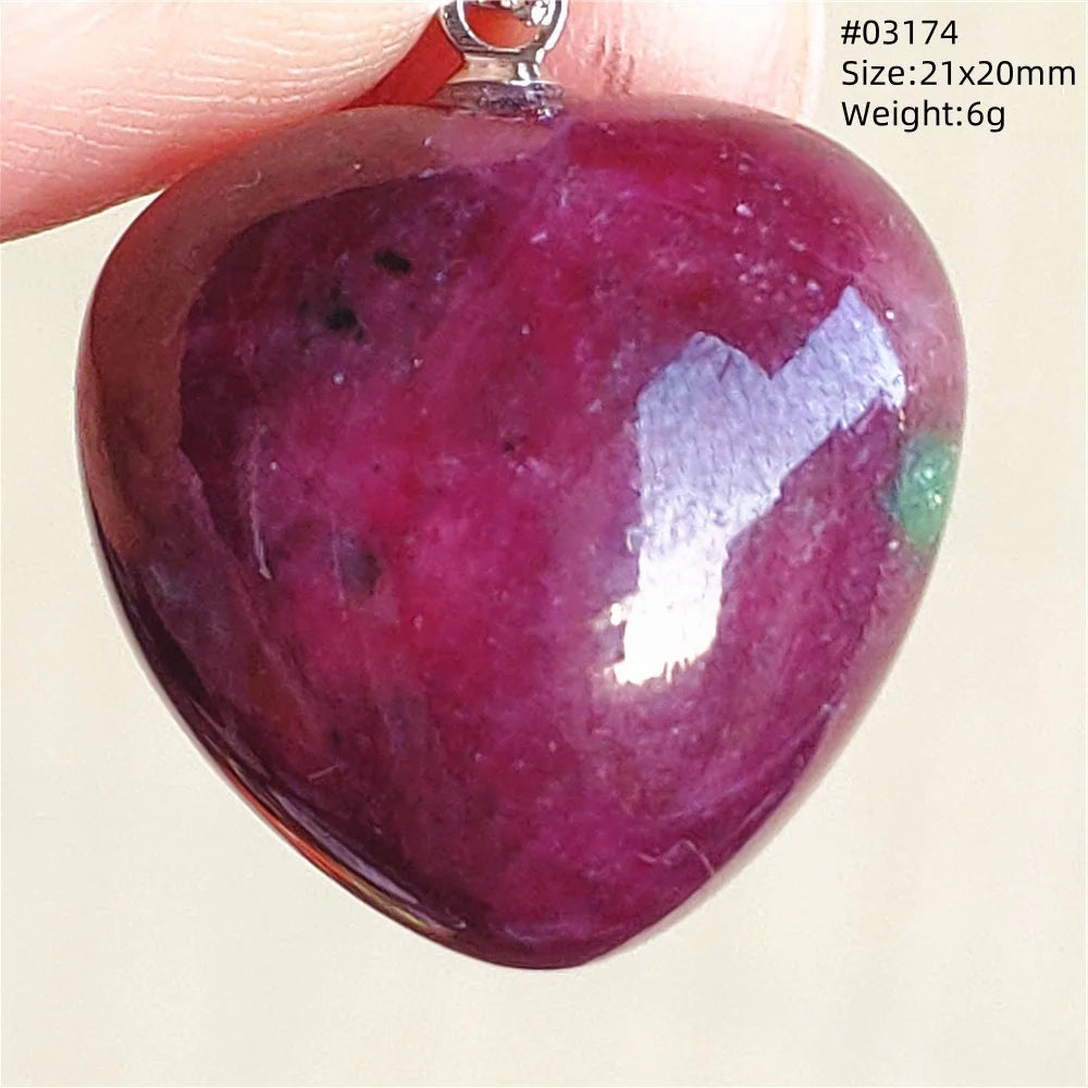 Natural Red Ruby Pendant Jewelry Love Heart Watermelon Ruby Zoisite Necklace Women Men 925 Sterling Silver AAAAA by Reinvent Yourself