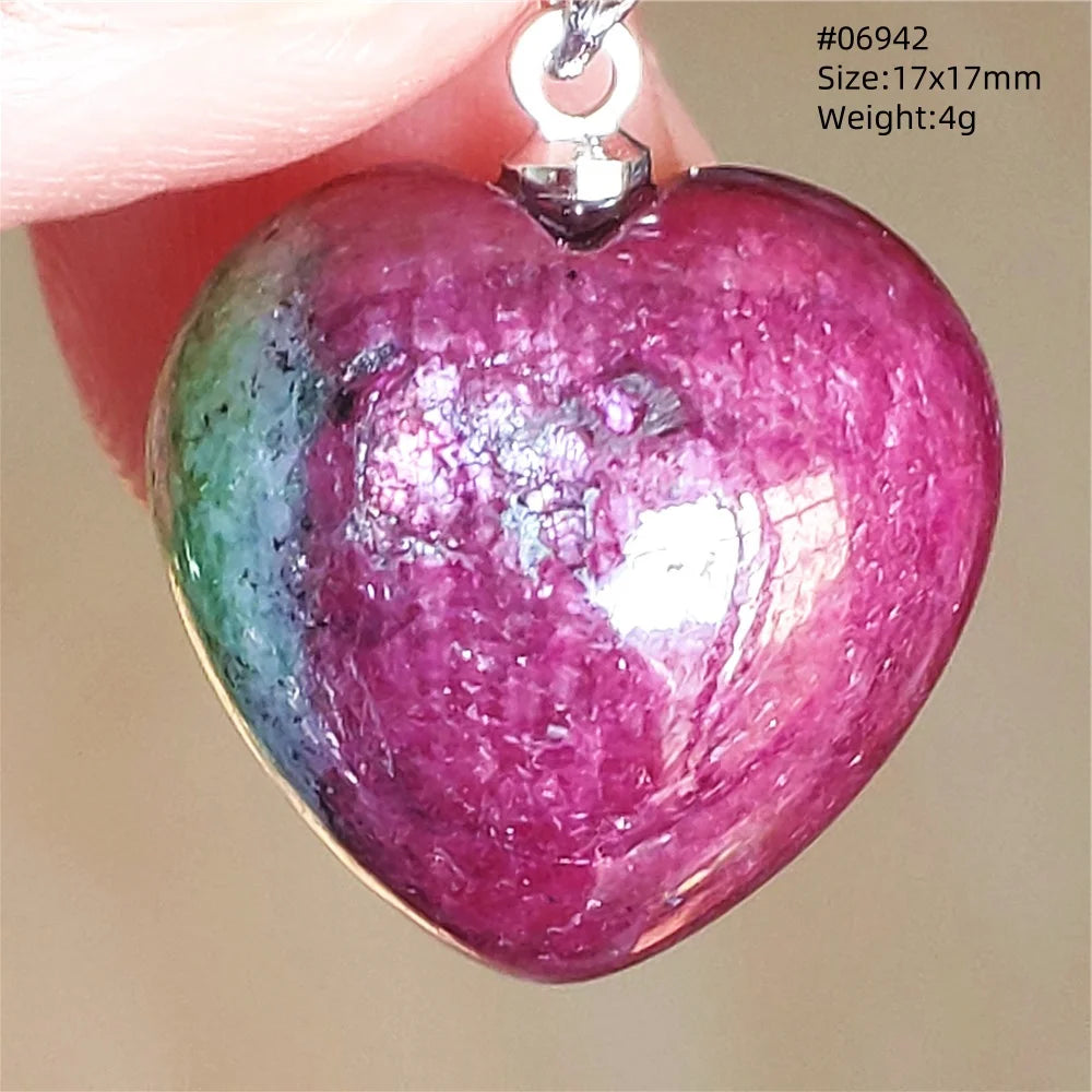 Natural Red Ruby Pendant Jewelry Love Heart Watermelon Ruby Zoisite Necklace Women Men 925 Sterling Silver AAAAA by Reinvent Yourself