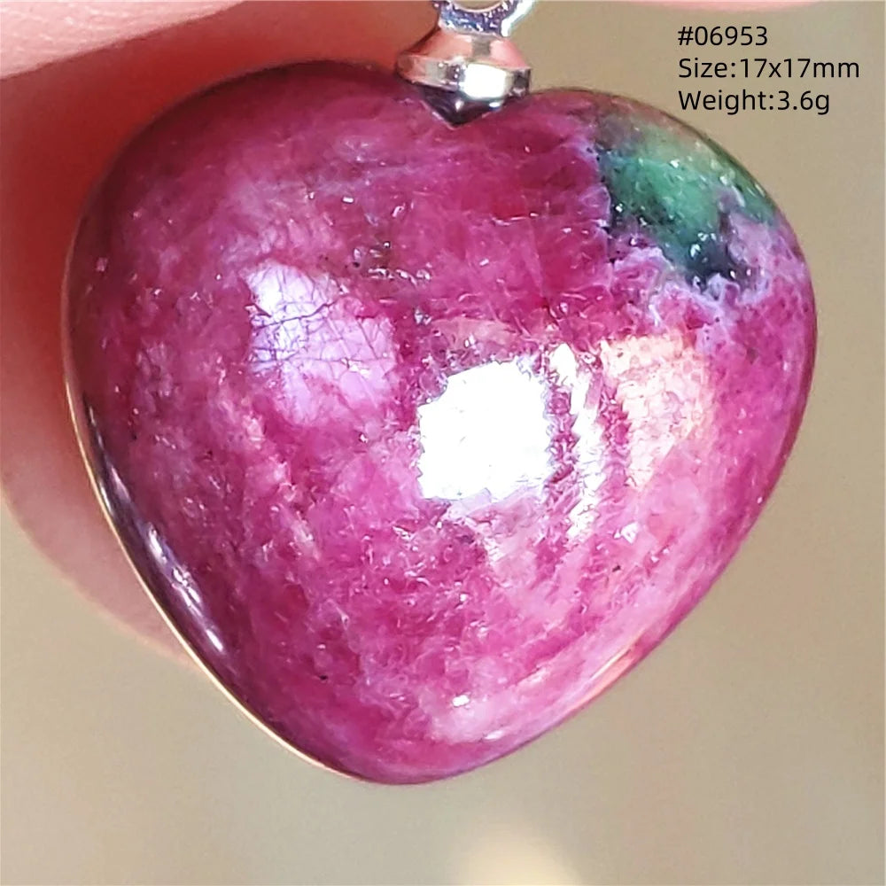 Natural Red Ruby Pendant Jewelry Love Heart Watermelon Ruby Zoisite Necklace Women Men 925 Sterling Silver AAAAA by Reinvent Yourself