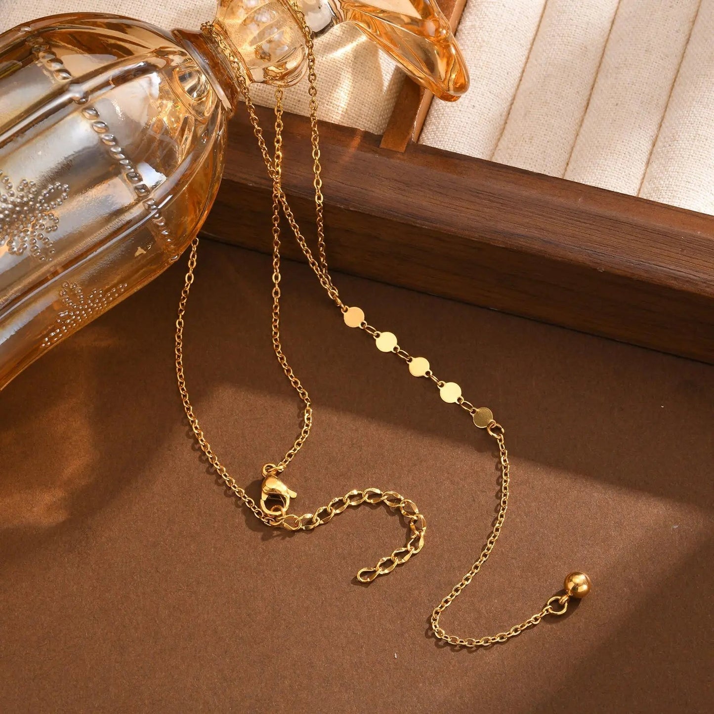 Lariat Necklace, Tiny Ball Pendant Y Drop Long Necklace For Women, Stainless Steel Gold Plated Jewelry Party Gifts by Reinvent Yourself