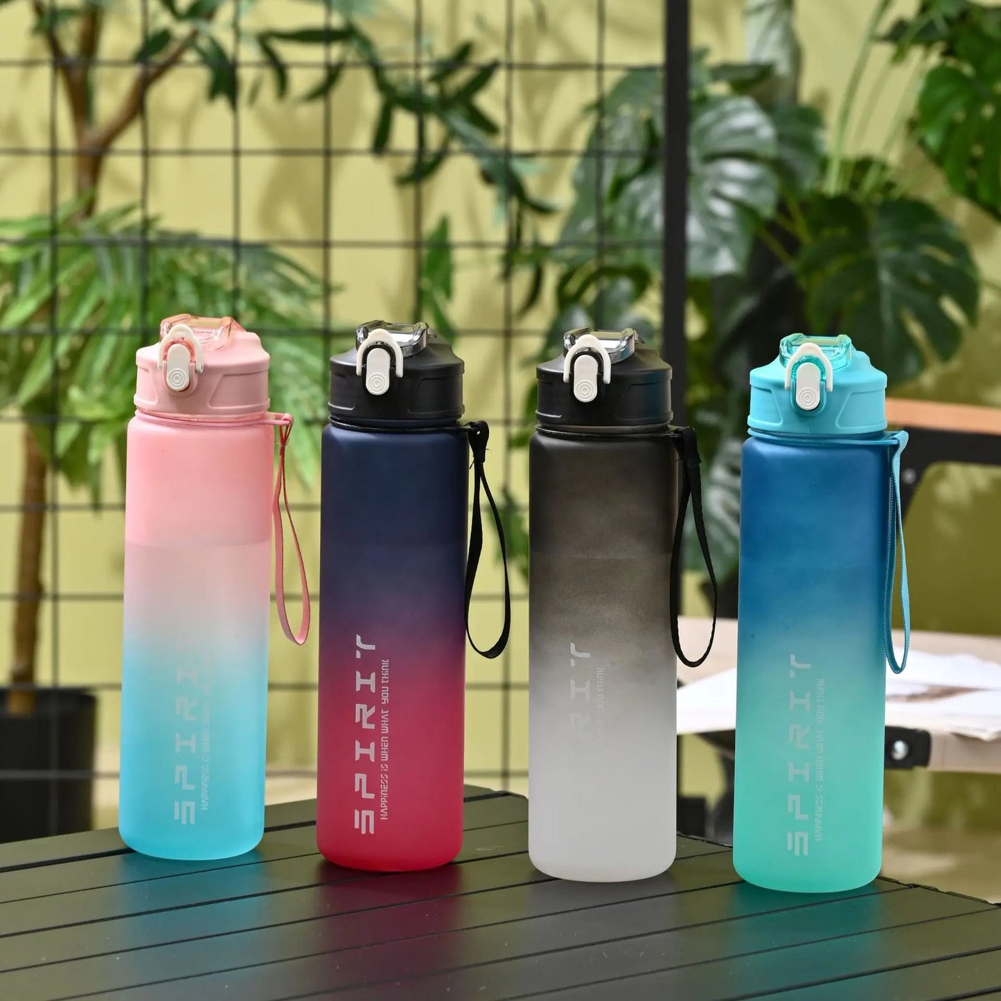 800ml/28oz Large Capacity Sports Water Bottle Leak Proof Colorful Plastic Cup Drinking Outdoor Travel Portable Gym Fitness Jugs by Reinvent Yourself