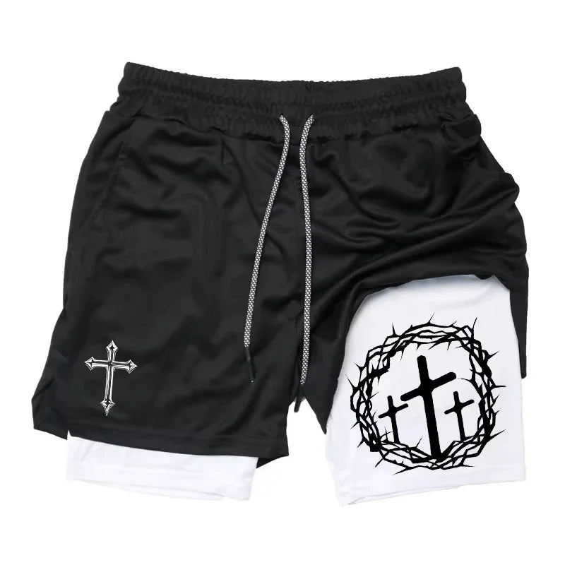 2-in-1 sports running shorts men's sports fast drying shorts sports gym performance shorts by Reinvent Yourself