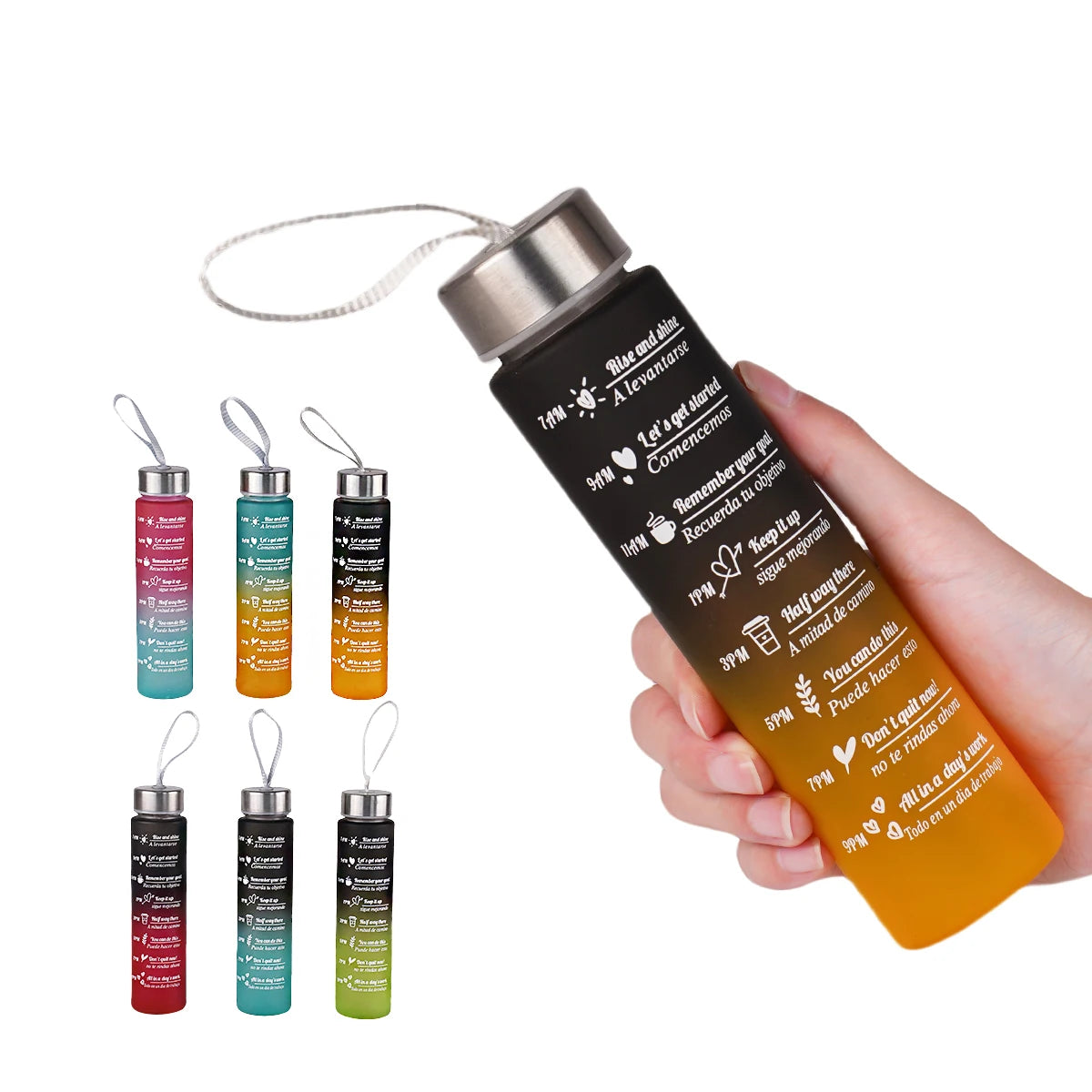 300ml Water Bottle BPA Free leak proof High Quality Drink Bottles With Time Marker Fitness Sports Reusable Outdoors by Reinvent Yourself