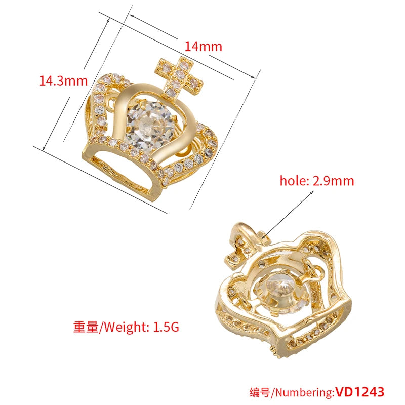ZHUKOU whale charms for jewelry making crown pendants for handmade jewelry making supplies accessories wholesale VD1247 by Reinvent Yourself