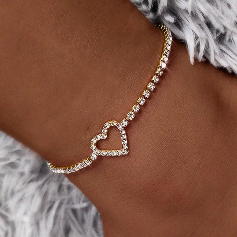 Huitan Rhinestone Chain Women's Anklets Silver Color/Gold Color Luxury Bracelet on Leg Accessories Wedding Party Fashion Jewelry by Reinvent Yourself