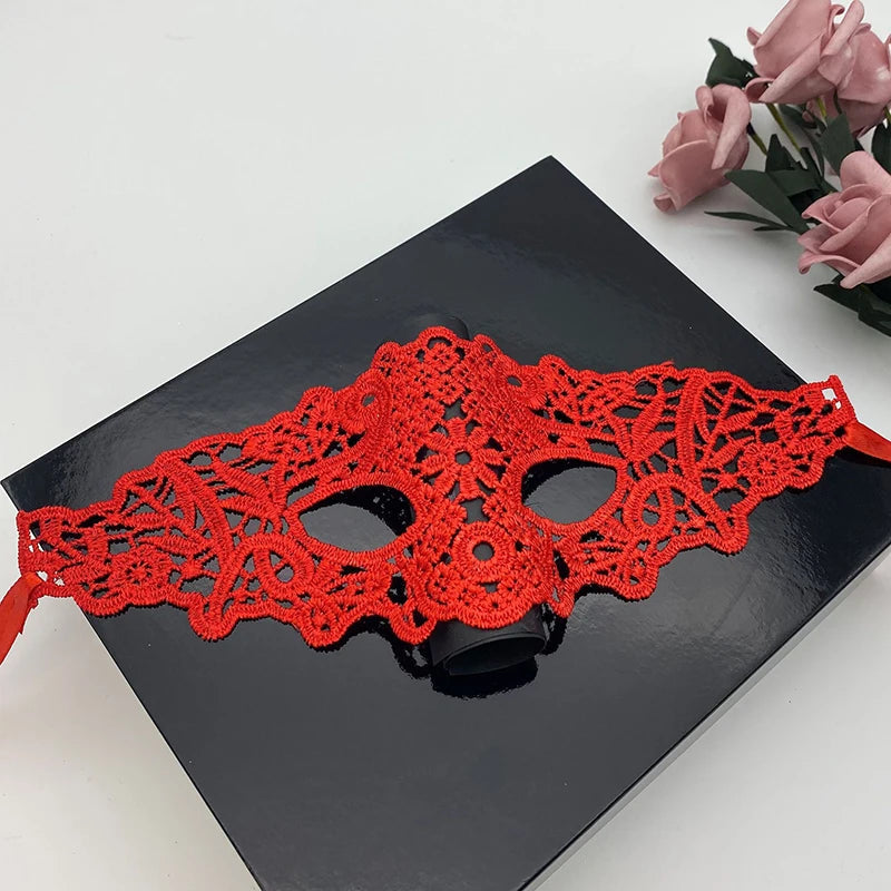Red Sexy Lace Half Face Mask Jewelry Adult Princess Eye Mask Female Halloween Prop Performance by Reinvent Yourself