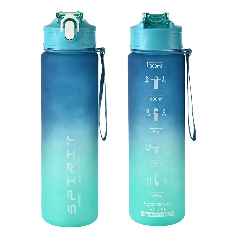 800ml/28oz Large Capacity Sports Water Bottle Leak Proof Colorful Plastic Cup Drinking Outdoor Travel Portable Gym Fitness Jugs by Reinvent Yourself