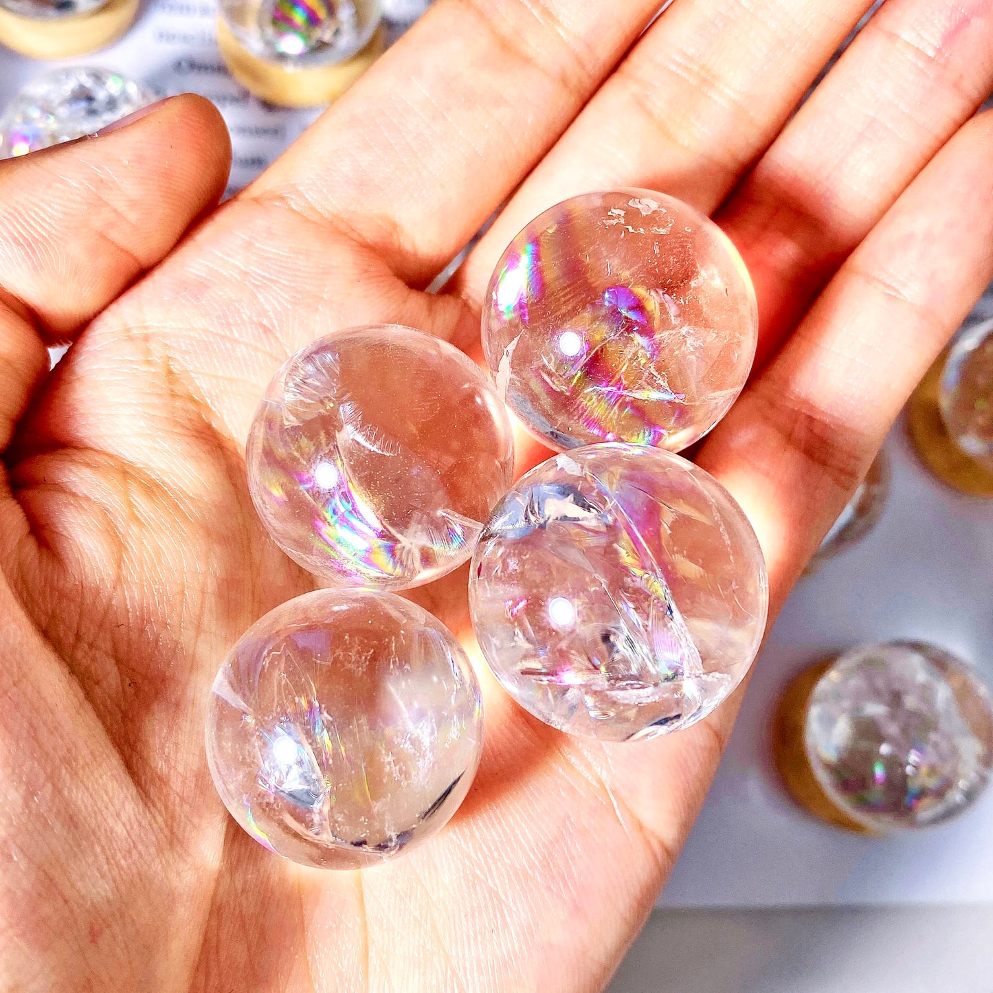 1PC Random Crackle Rainbow Clear Quartz Sphere Natural Crystal,Gemstone Jewelry,Glitter,Healing crystal,Birthday gift,Women gift