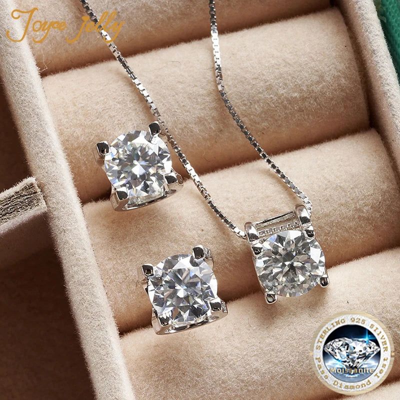 JoyceJelly 3ct D Clolor Real Moissanite Jewelry Sets Women's Sterling Silver 925 Earrings Necklace For Women Bridal Set Gifts by Reinvent Yourself