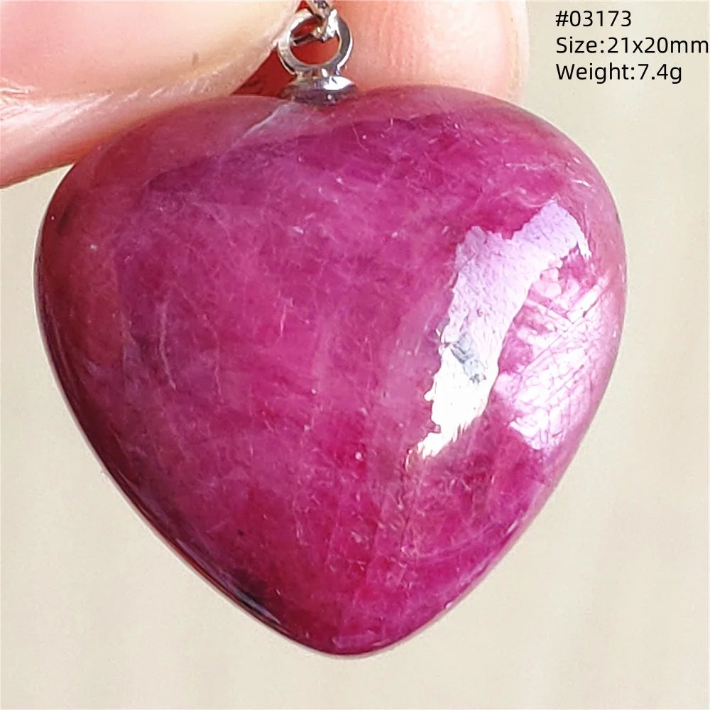 Natural Red Ruby Pendant Jewelry Love Heart Watermelon Ruby Zoisite Necklace Women Men 925 Sterling Silver AAAAA by Reinvent Yourself