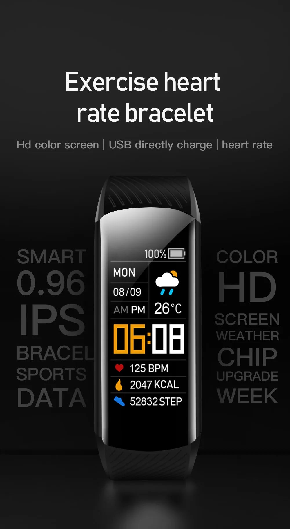 C5S Smart Wristband Fitness Tracker Bracelet Fit Men Women Kid Smartwatch Sport Waterproof Connected Heart Rate Smart Watch Band by Reinvent Yourself