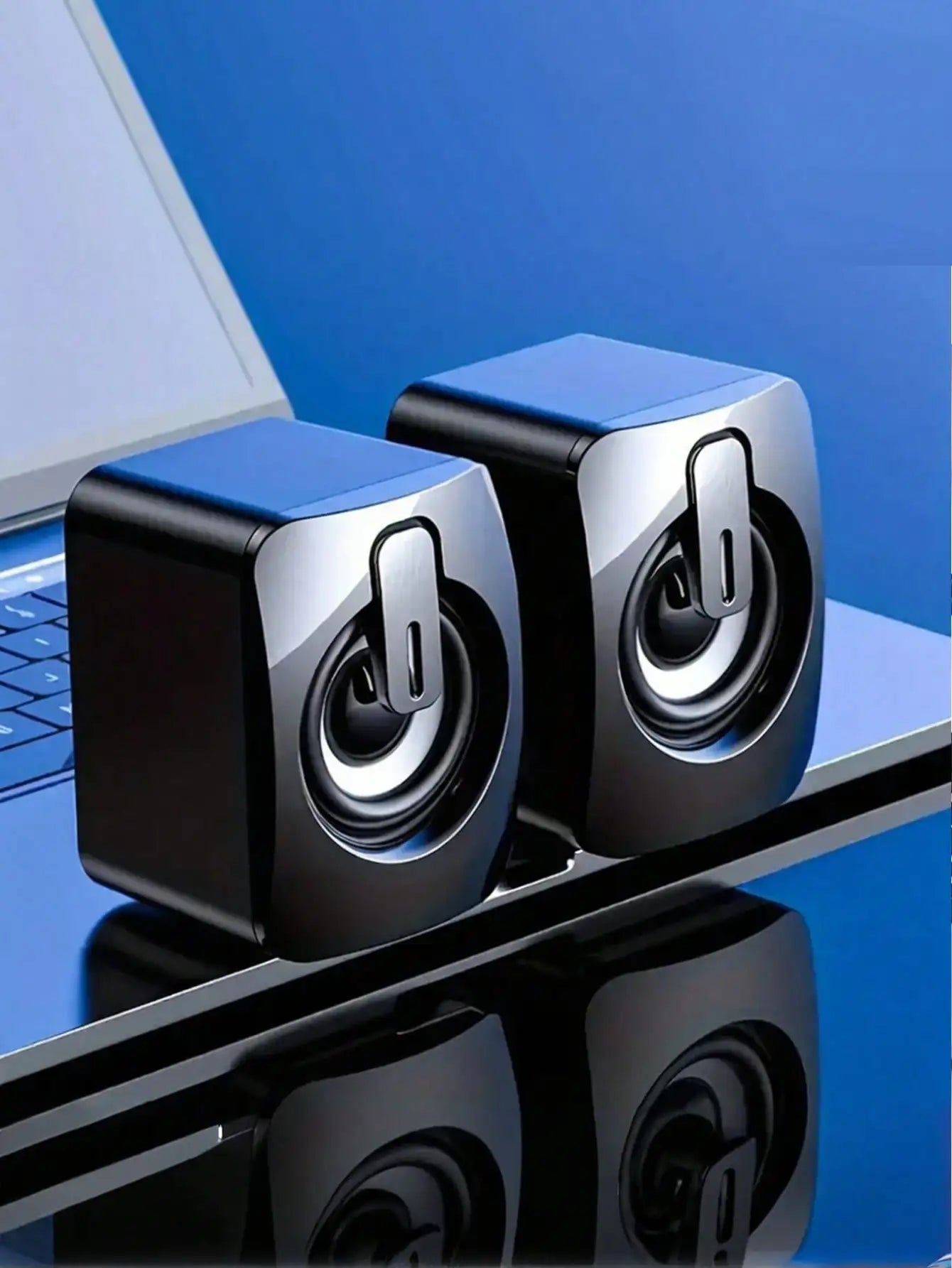 Desktop speakers powered by USB, with volume control LED lights, portable and battery-free by Reinvent Yourself