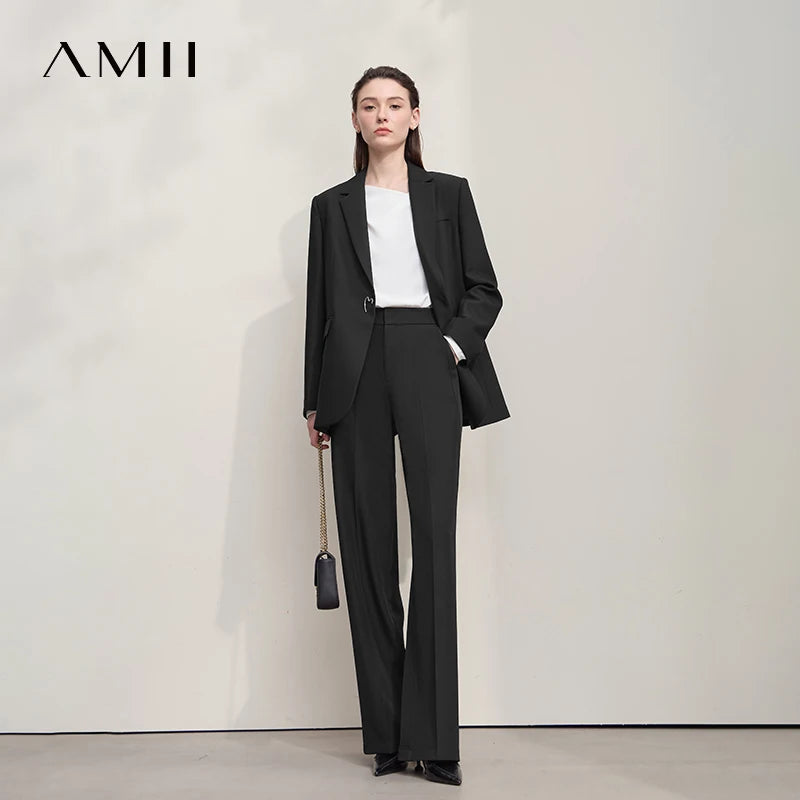 AMII Minimalist Women's Pants 2025 Autumn Solid Elegant Office Lady Simple Trousers Casual Loose Pants Woman Clothing 12553003 by Reinvent Yourself