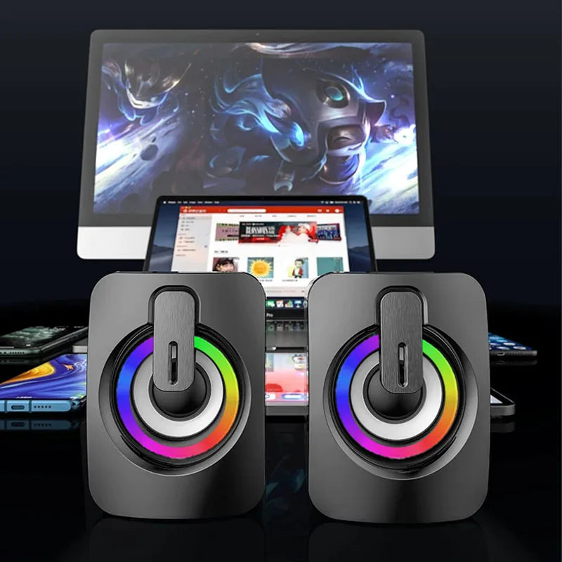 Computer Speakers PC Sound Box HIFI Stereo Microphone USB Wired Caixa De Som with LED Light For Desktop Computer by Reinvent Yourself