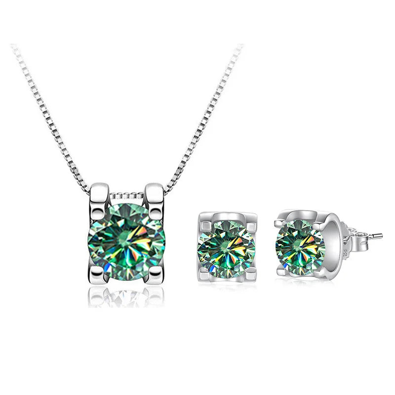 JoyceJelly 3ct D Clolor Real Moissanite Jewelry Sets Women's Sterling Silver 925 Earrings Necklace For Women Bridal Set Gifts by Reinvent Yourself